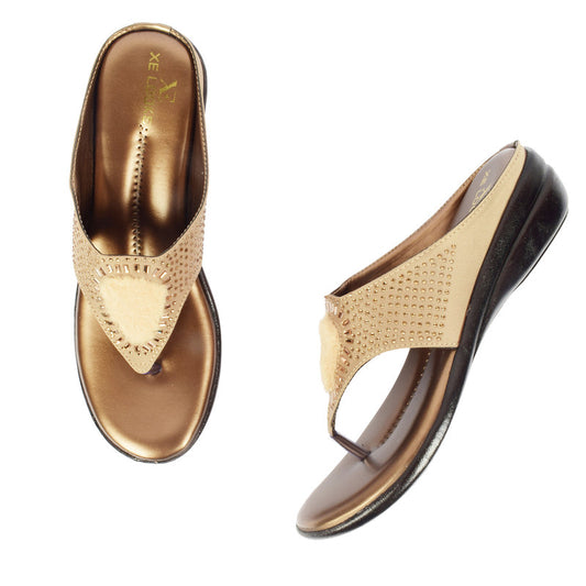 Classic & Graceful Siroski Design Cushion Flat Slippers