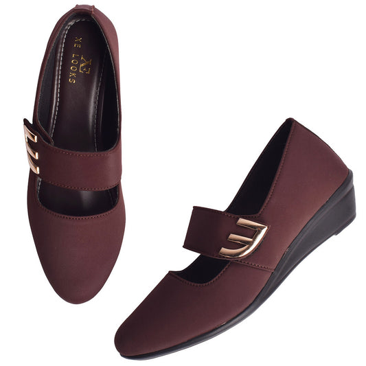 Classic & Timeless Stylish Buckle Wedge Heel Ballerinas