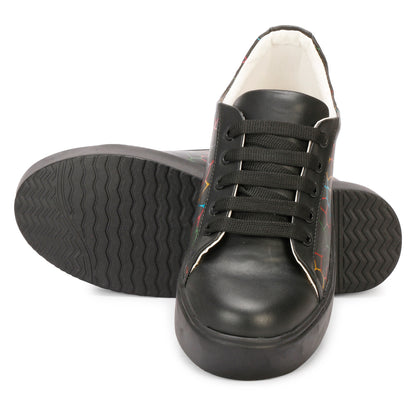 Colourful Pentagon Design 100% Vegan Leather Chunky Sneakers