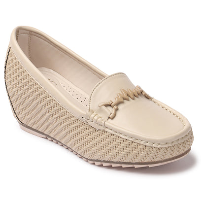 Textured Design Comfortable & Graceful Loafers With Heels