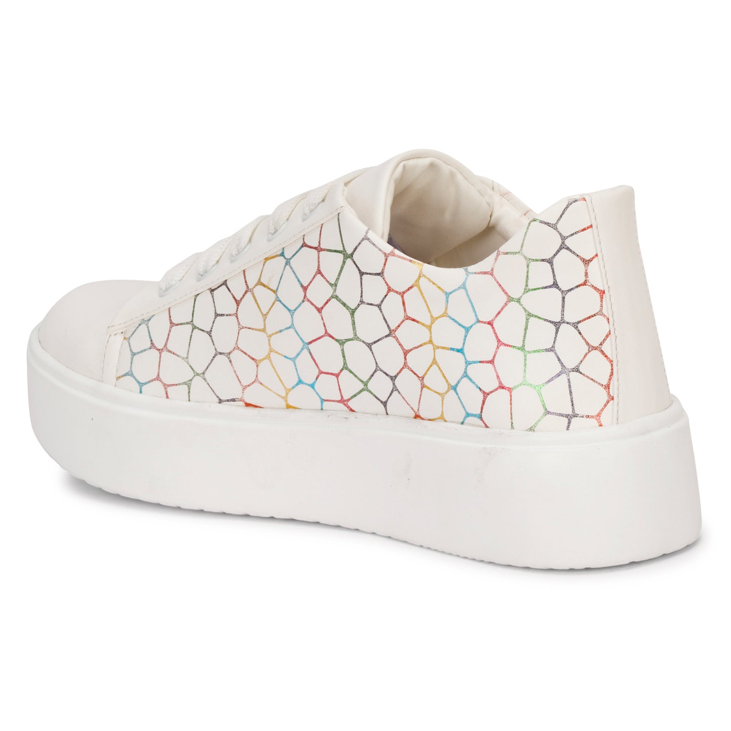 Colourful Pentagon Design 100% Vegan Leather Chunky Sneakers