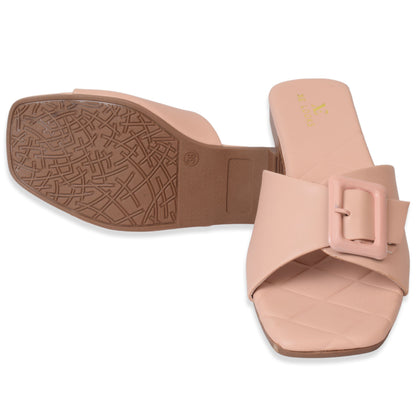 Versatile & Elegant Buckle Design Comfortable Flat Slippers