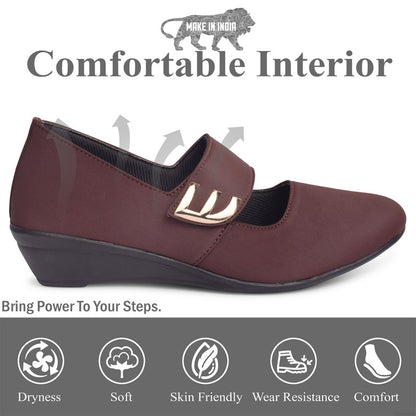 Classic & Timeless Stylish Buckle Wedge Heel Ballerinas