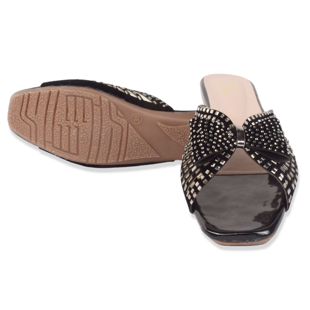 Elegant Stone Embellished Design Comfortable Flat Slippers