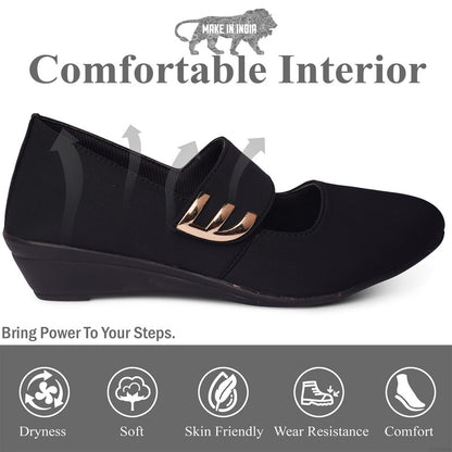 Classic & Timeless Stylish Buckle Wedge Heel Ballerinas