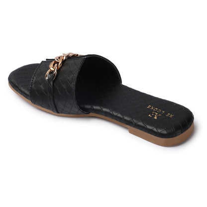 Buckle & Textured Soft Comfortable Casual Flats Slippers