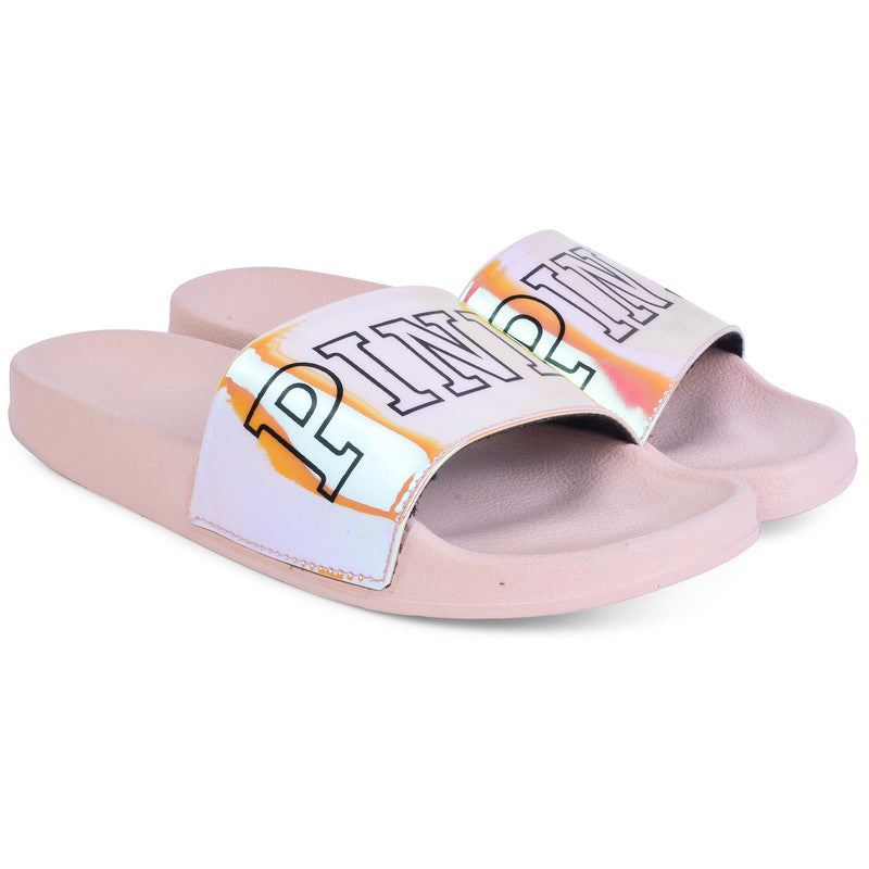 Chic & Urban Pink Printed Design Comfortable Sliders