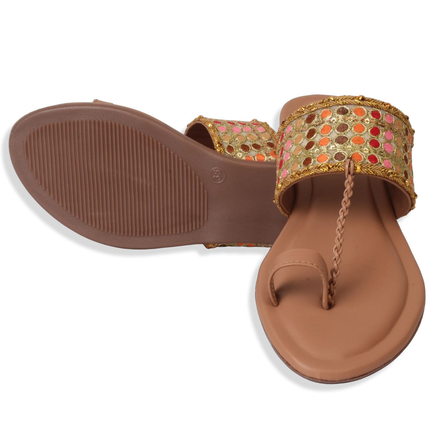 Chic & Graceful Ethnic Embroidered Design Flat Slippers