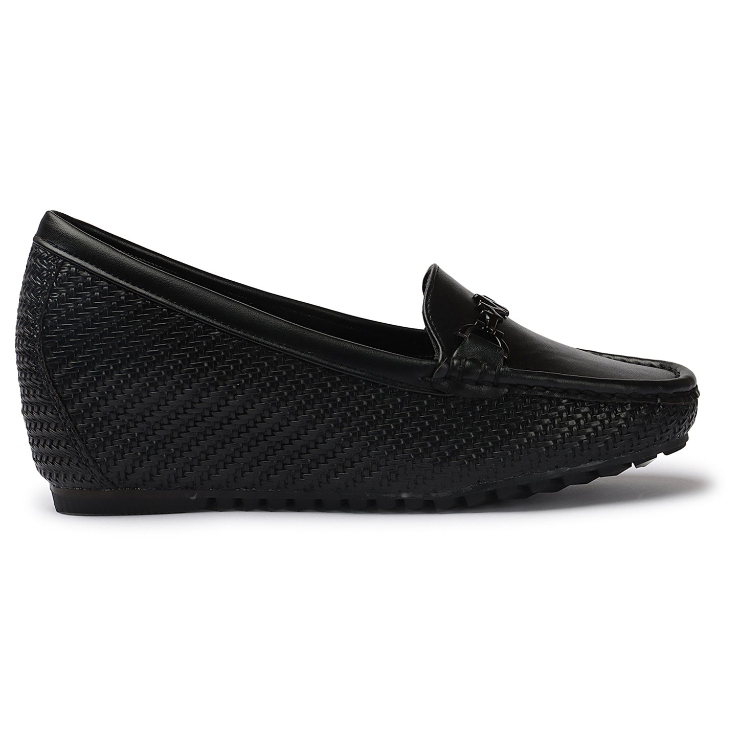 Textured Design Comfortable & Graceful Loafers With Heels