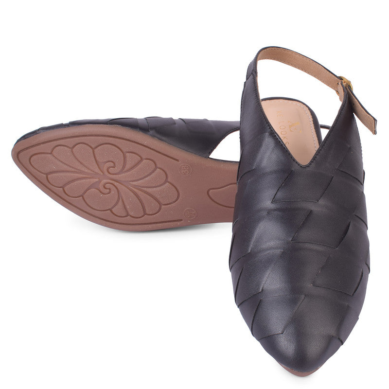 Textured Design Fashionable Back Open Ballerinas