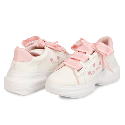 Cute & Comfortable Small Hearts Design 100% Vegan Leather Sneakers