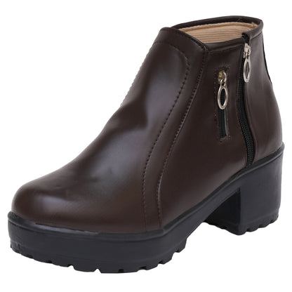 Trendy & Modern 100% Vegan Leather Boots With Zip Closure