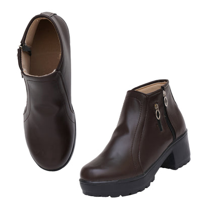 Trendy & Modern 100% Vegan Leather Boots With Zip Closure