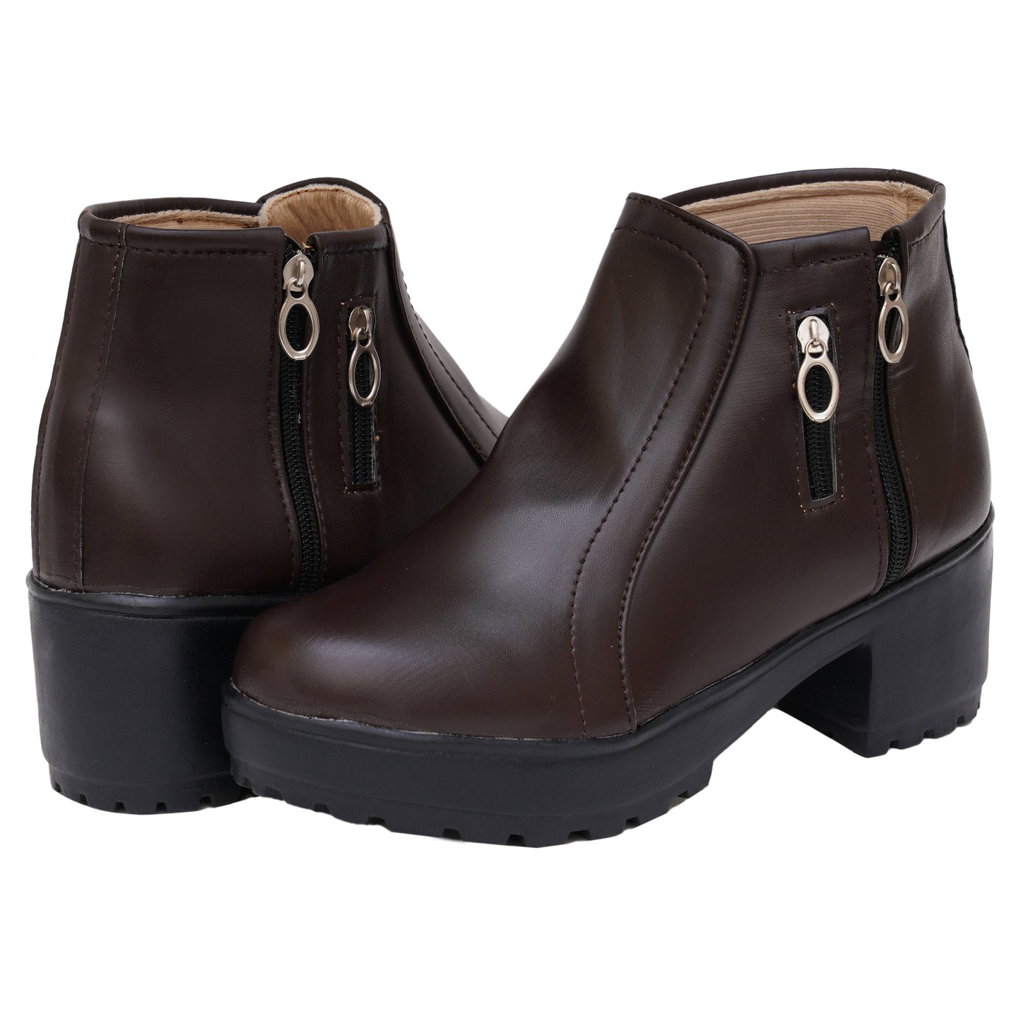 Trendy & Modern 100% Vegan Leather Boots With Zip Closure