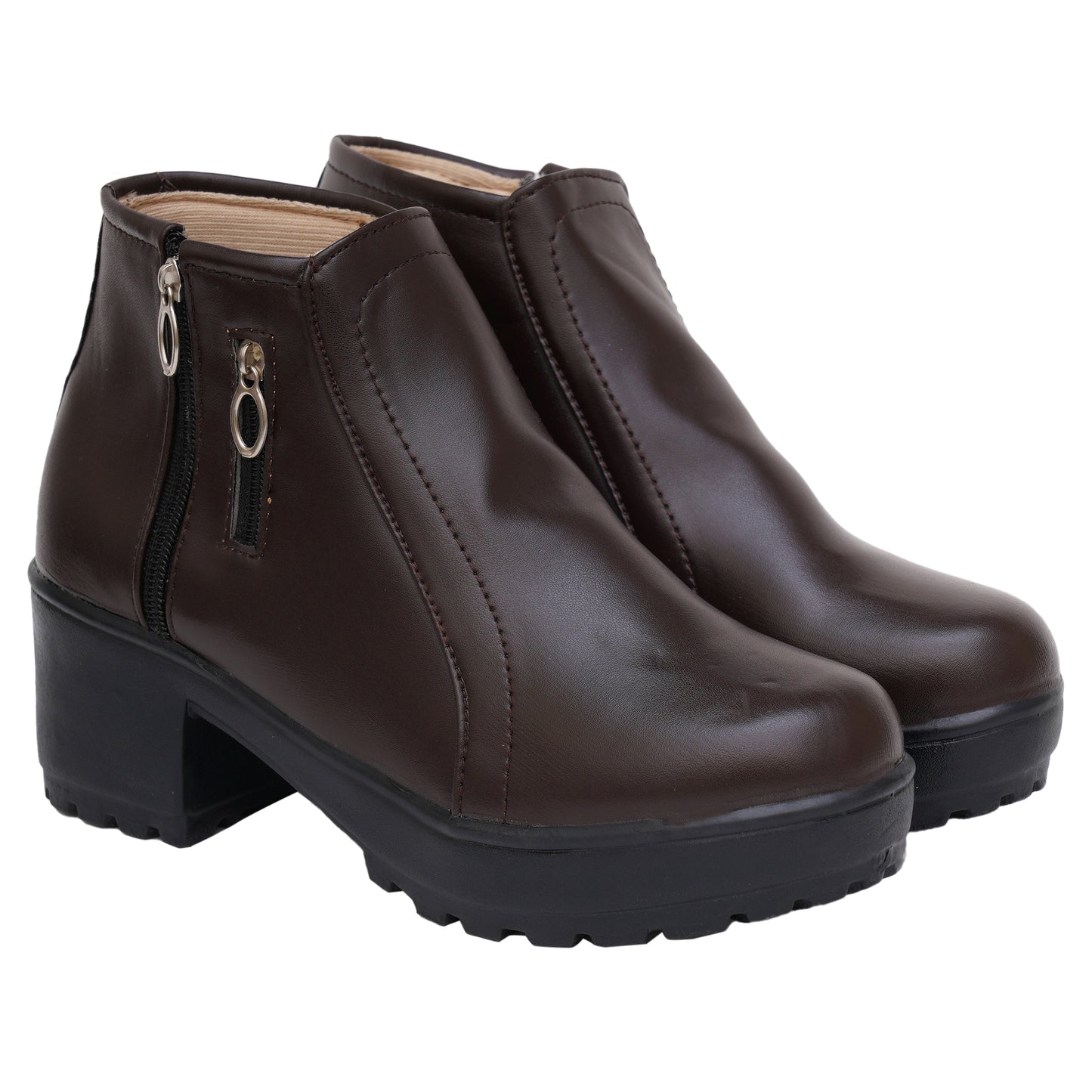 Trendy & Modern 100% Vegan Leather Boots With Zip Closure