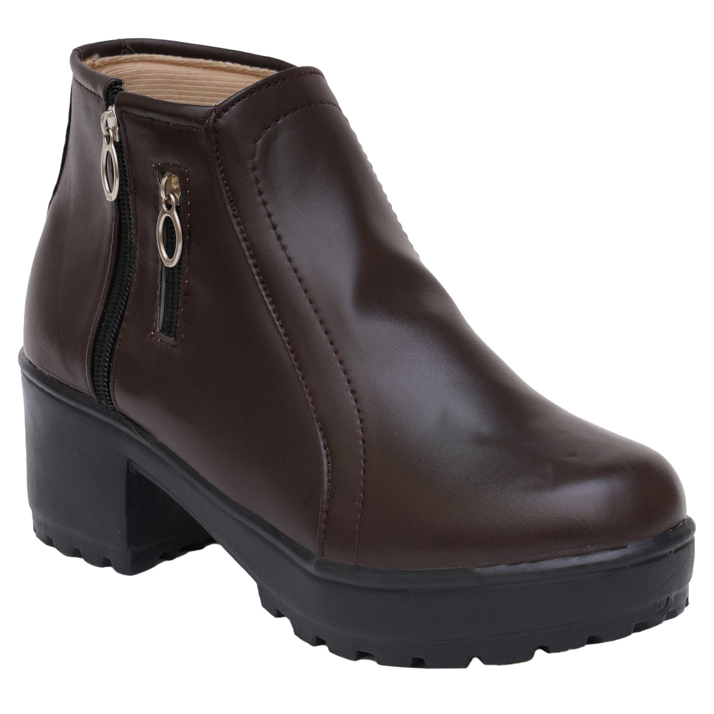 Trendy & Modern 100% Vegan Leather Boots With Zip Closure