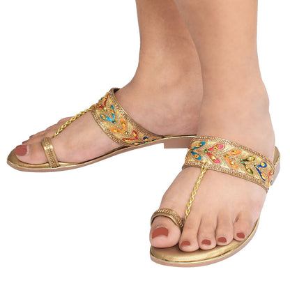 Eye-Catching Kolhapuri Embroidered Design Comfortable Slippers