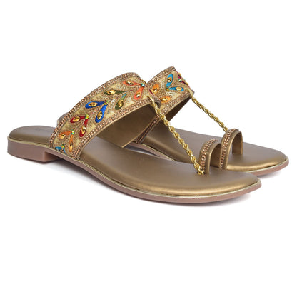 Eye-Catching Kolhapuri Embroidered Design Comfortable Slippers