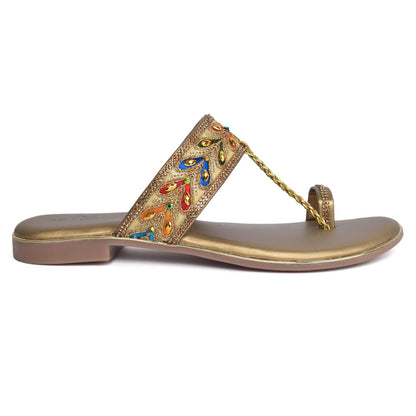 Eye-Catching Kolhapuri Embroidered Design Comfortable Slippers