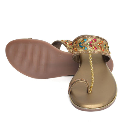 Eye-Catching Kolhapuri Embroidered Design Comfortable Slippers