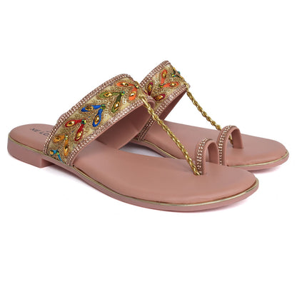 Eye-Catching Kolhapuri Embroidered Design Comfortable Slippers