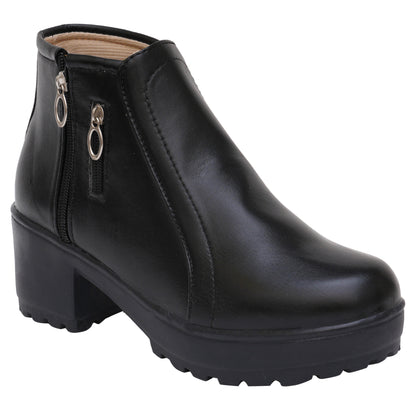 Trendy & Modern 100% Vegan Leather Boots With Zip Closure