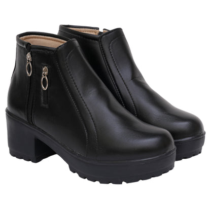 Trendy & Modern 100% Vegan Leather Boots With Zip Closure