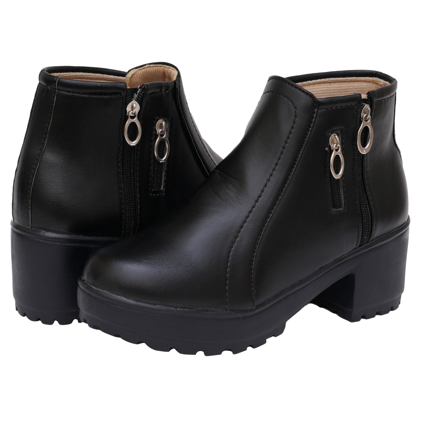 Trendy & Modern 100% Vegan Leather Boots With Zip Closure