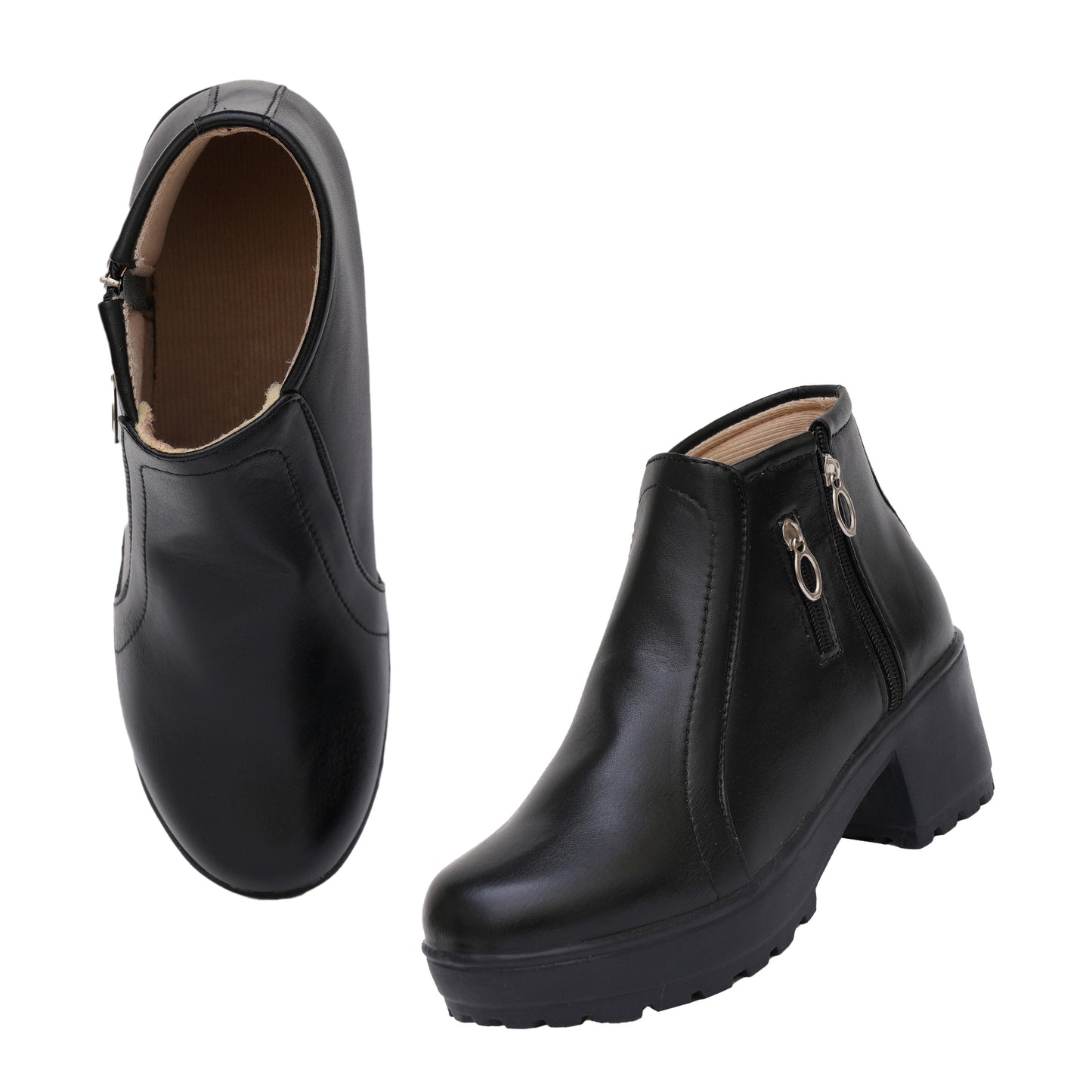 Trendy & Modern 100% Vegan Leather Boots With Zip Closure