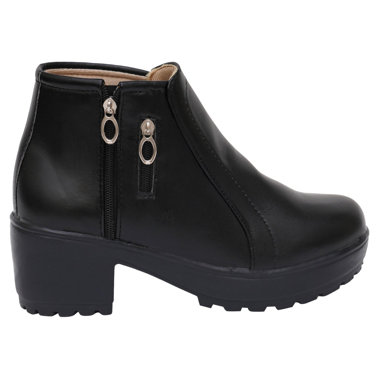 Trendy & Modern 100% Vegan Leather Boots With Zip Closure