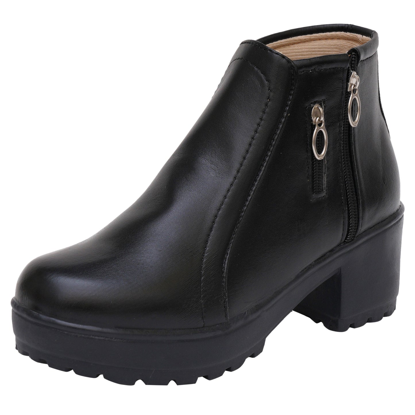 Trendy & Modern 100% Vegan Leather Boots With Zip Closure