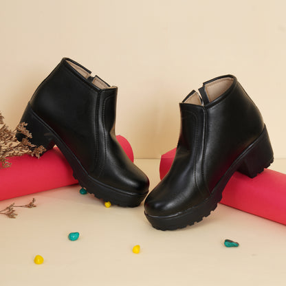 Trendy & Modern 100% Vegan Leather Boots With Zip Closure