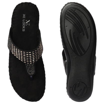 Elegant & Graceful Siroski Design Comfortable Flat Doctor Slippers