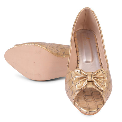 Classy & Poised Peep Toe Slip-On Cone Heeled Ballerinas