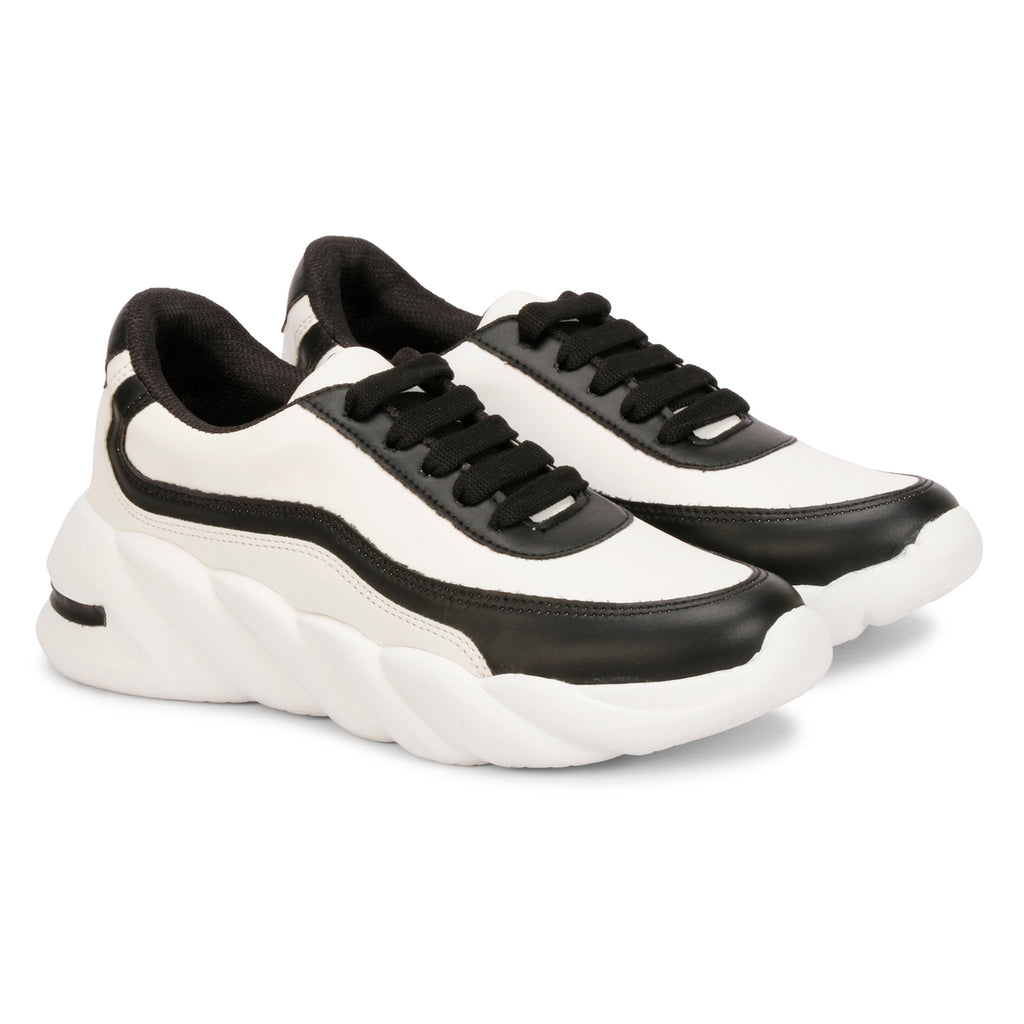 Versatile & Fashionable 100% Vegan Leather Chunky Sole Sneakers