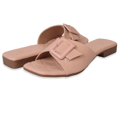 Versatile & Elegant Buckle Design Comfortable Flat Slippers