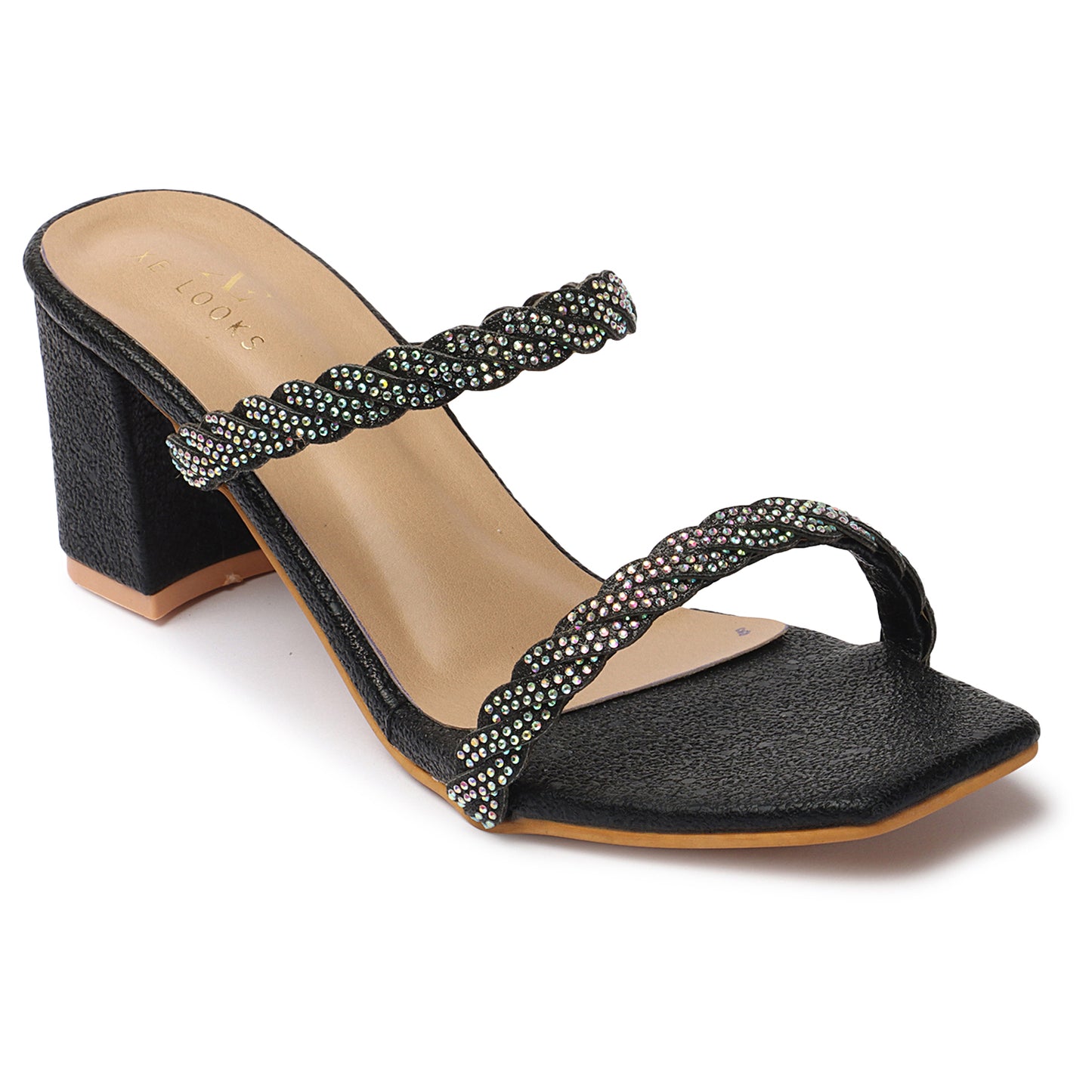 Graceful & Trendy Siroski Slippers With Block Heels