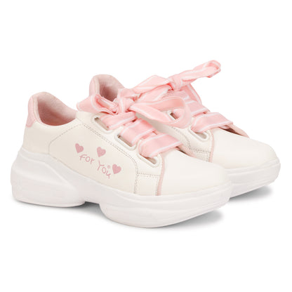 Cute & Comfortable Small Hearts Design 100% Vegan Leather Sneakers