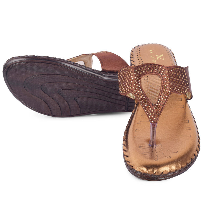 Glamorous & Trendy Siroski Design Comfortable Flat Slippers