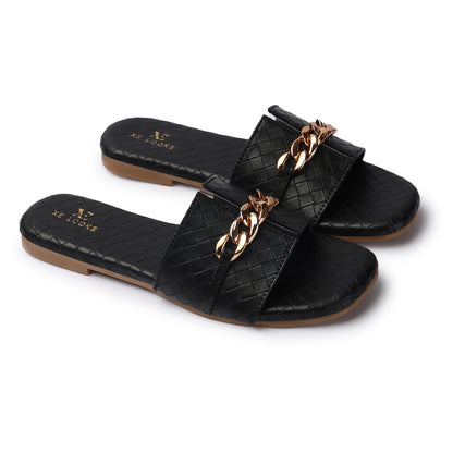 Buckle & Textured Soft Comfortable Casual Flats Slippers