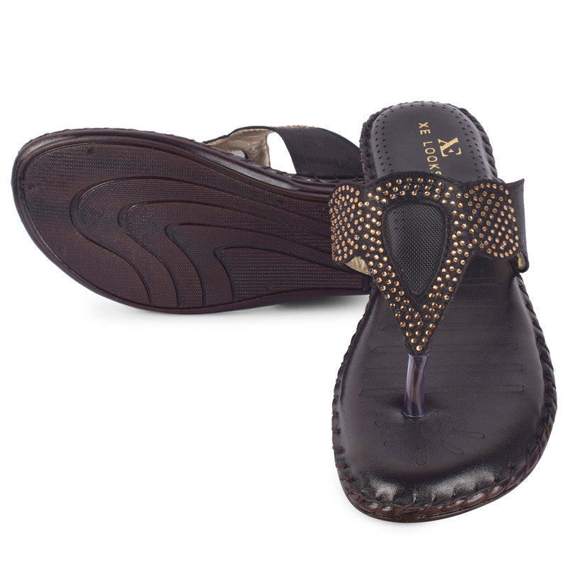 Glamorous & Trendy Siroski Design Comfortable Flat Slippers