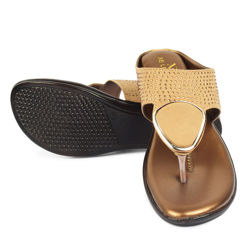 Chic & Timeless Siroski With Buckle Design Cushion Flat Slippers