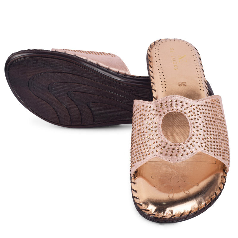 Elegant & Glamorous Siroski Design Comfortable Flat Slippers