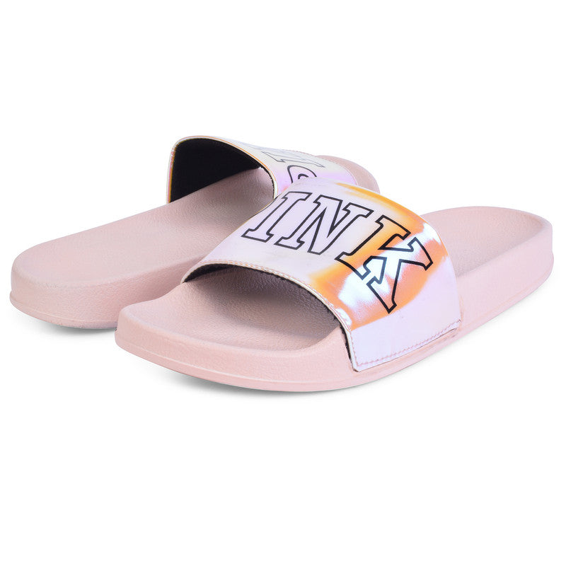Chic & Urban Pink Printed Design Comfortable Sliders