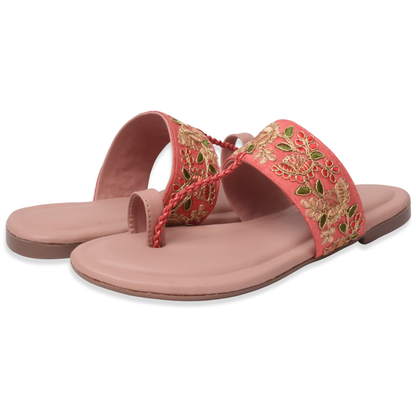 Elegant & Stunning Ethnic Embroidered Design Flat Slipper