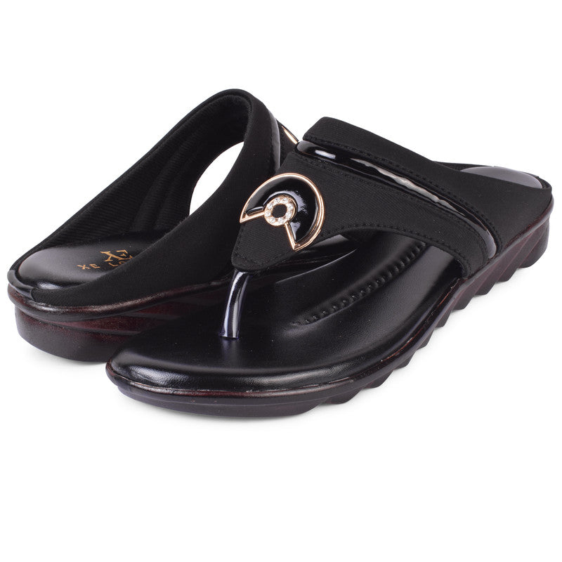 Classy & Timeless Comfortable Lycra Flat Slippers With Stylish Buckle