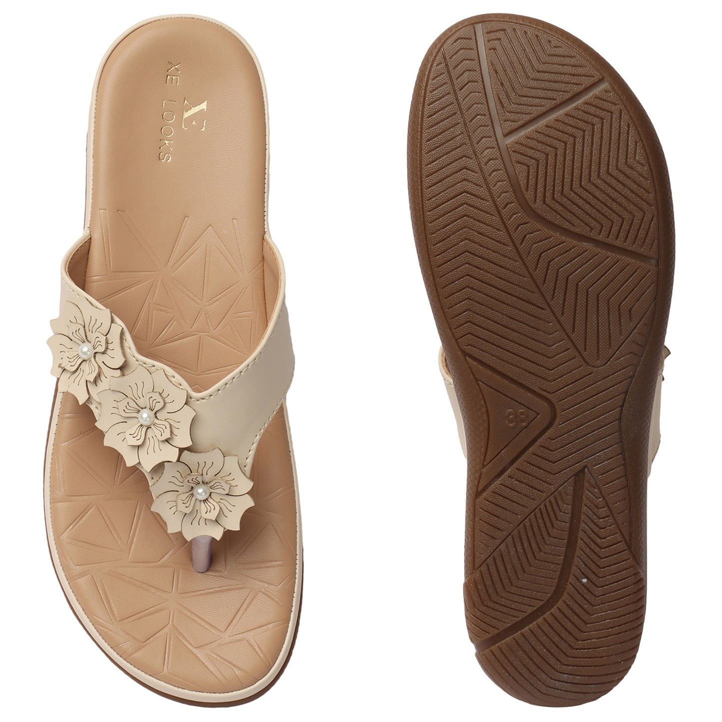 Elegant Flower Design California-Make Soft & Comfortable Flat Slippers