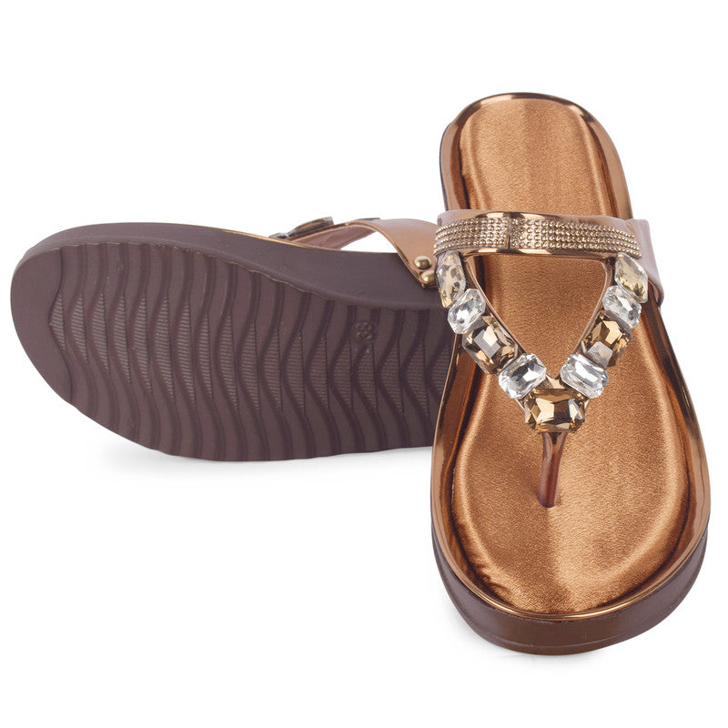 Contemporary Design Attractive Stone Embellished Comfortable Platform Slippers