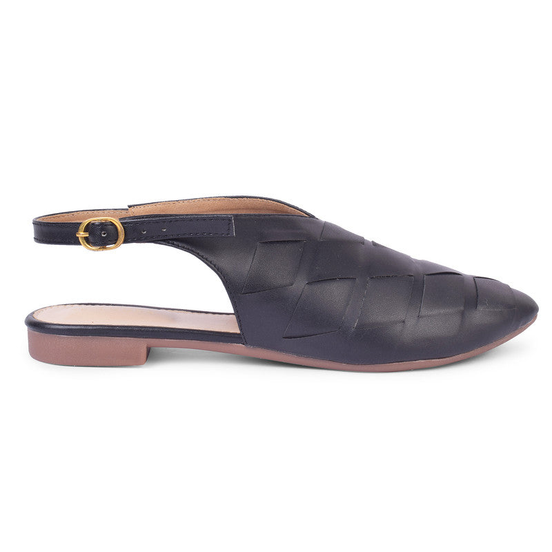 Textured Design Fashionable Back Open Ballerinas