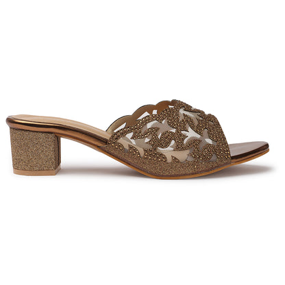 Comfortable & Stylish Siroski Slippers With Short Heels